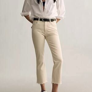 Citizens of Humanity Isola Crop Flare Jeans Almondette Ecru Size 25